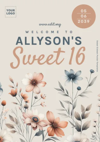 Edit a Sweet 16 flyer