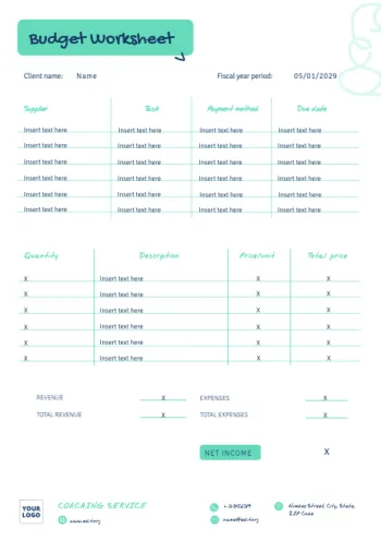 Editar um modelo de orçamento