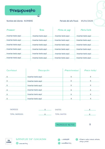 Edita un diseño de presupuesto