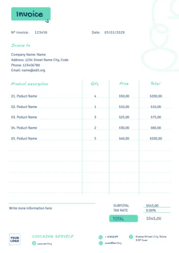 Crie sua fatura grátis online