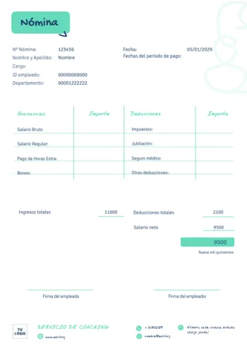 Edita un modelo de nómina para rellenar