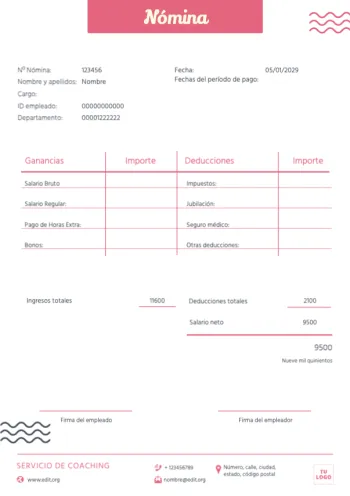 Edita un modelo de nómina para rellenar