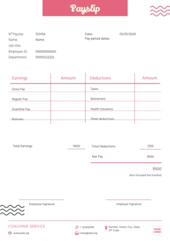 Edytuj darmowy szablon odcinka wypłaty