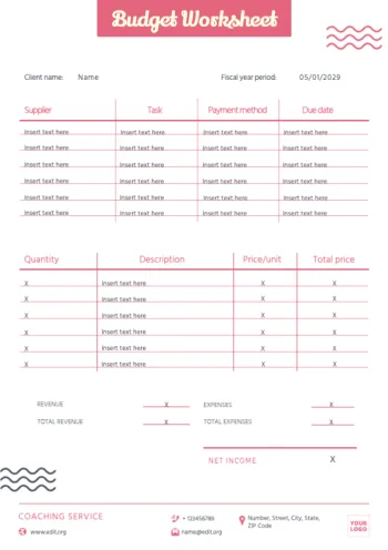 Editar um modelo de orçamento