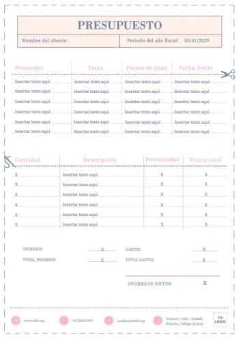 Edita un diseño de presupuesto