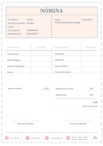 Edita un modelo de nómina para rellenar