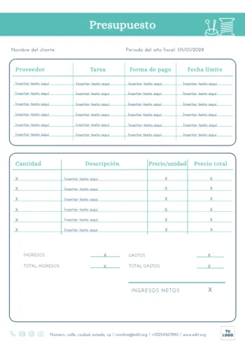 Edita un diseño de presupuesto