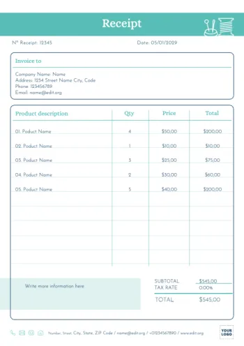 Edit a receipt sample