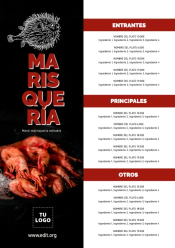 Edita un flyer de Marisquería