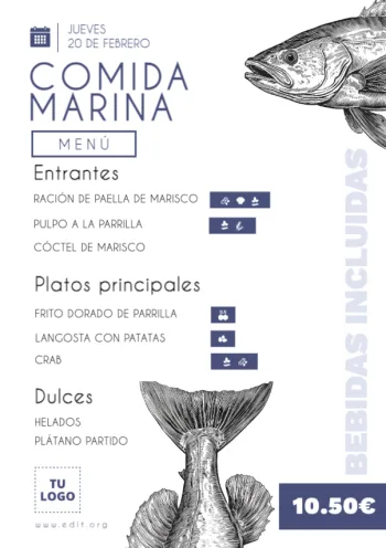 Edita un flyer de Marisquería