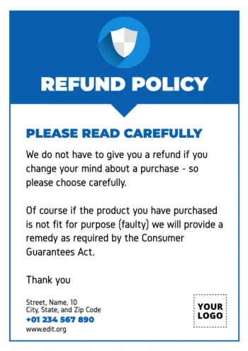 Modifier un design ou modèle sur les politiques de retour