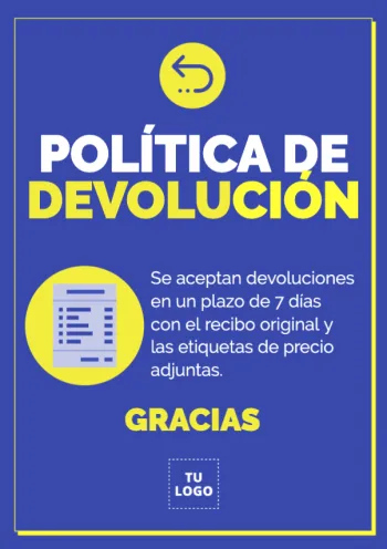 Edita un diseño sobre políticas de devolución