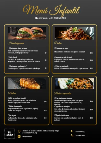 Edita un menú infantil