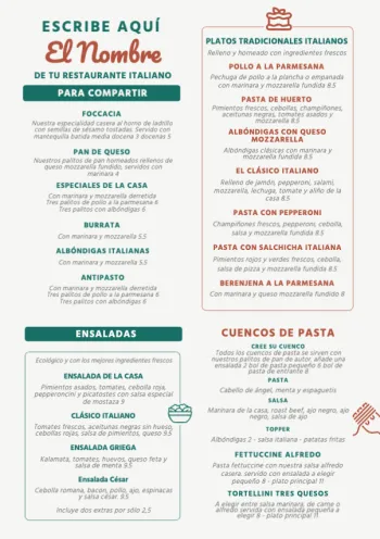 Edita un Menú Italiano