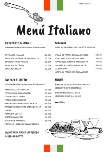 Edita un Menú Italiano