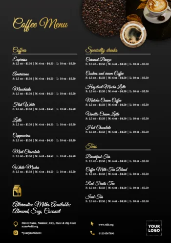 Edit a coffee menu design
