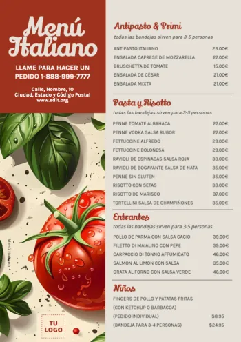 Edita un Menú Italiano