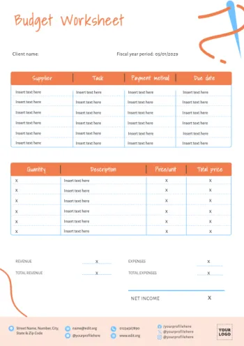 Editar um modelo de orçamento