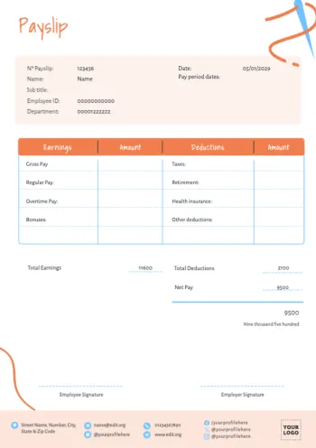 Modifica di un modello di busta paga gratuito