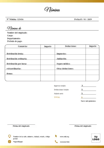 Edita un modelo de nómina para rellenar