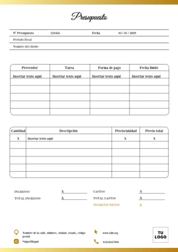 Edita un diseño de presupuesto