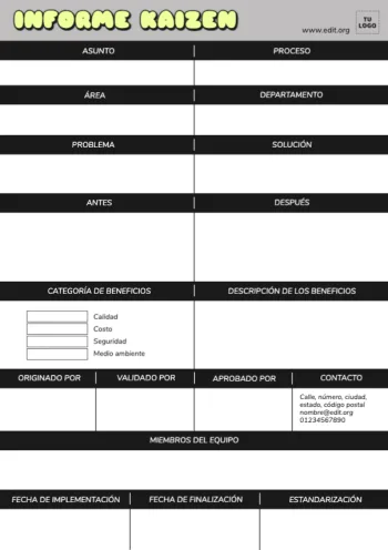 Edita un ejemplo de método Kaizen