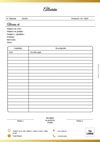 Edita una plantilla de albarán gratis