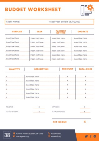 Edit a budget template