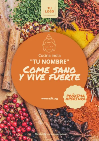 Edita un flyer de Comida Hindú