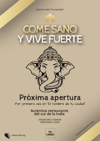 Edita un flyer de Comida Hindú