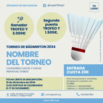 Edita un flyer de Bádminton