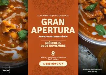 Edita un flyer de Comida Hindú