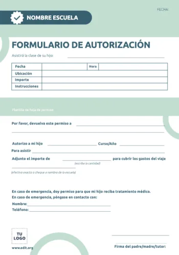 Edita una plantilla de Autorización