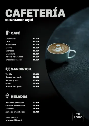 Edita un menú de cafés