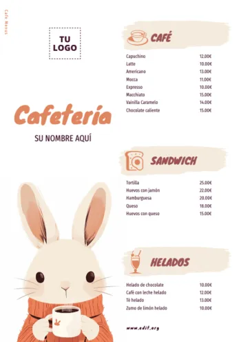 Edita un menú de cafés