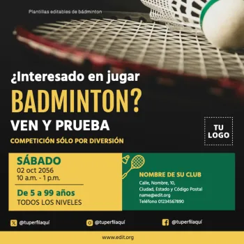 Edita un flyer de Bádminton