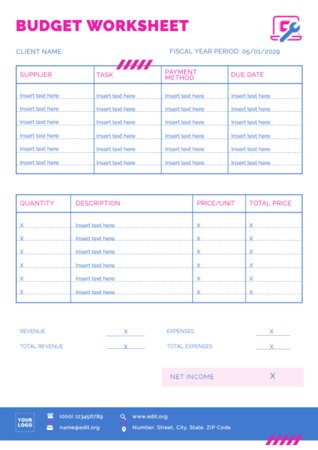 Bearbeite eine Budgetvorlage