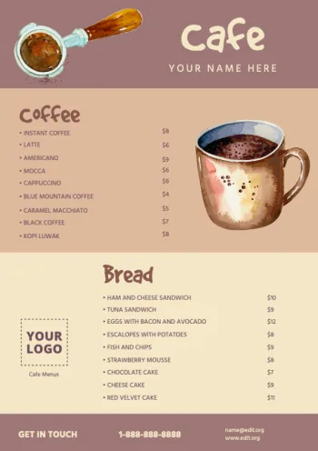 Modifier le design d'un menu de café