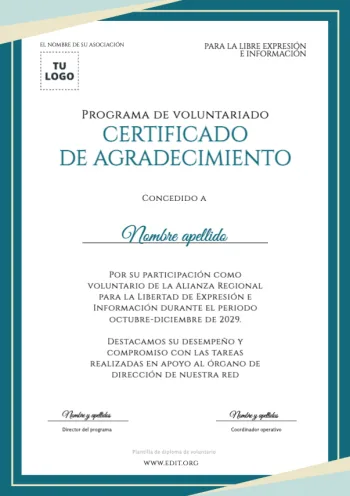 Edita un Diploma Voluntariado