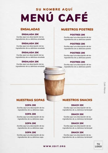 Edita un menú de cafés