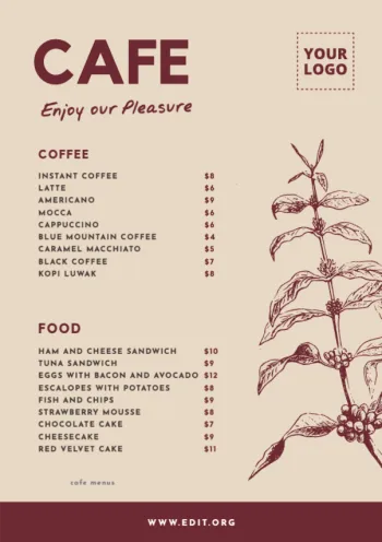 Edit a coffee menu design