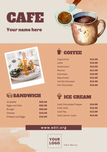 Editar um menu de café