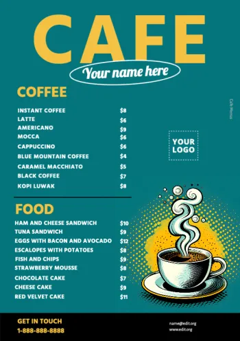 Editar um menu de café