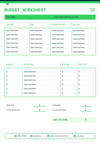 Editar um modelo de orçamento