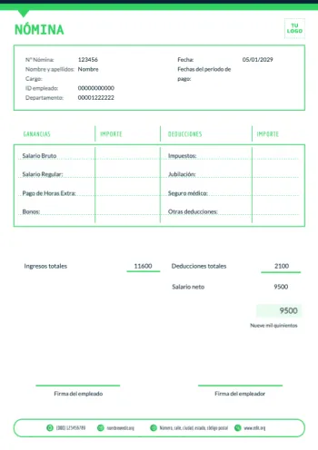 Edita un modelo de nómina para rellenar