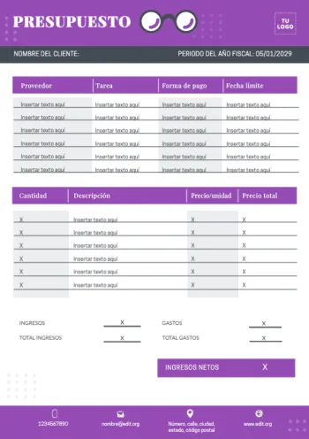 Edita un diseño de presupuesto