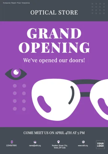 Crie designs para sua inauguração