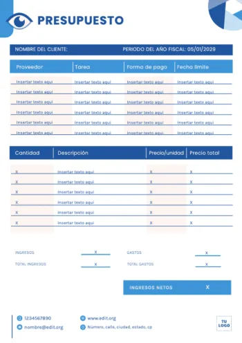Edita un diseño de presupuesto