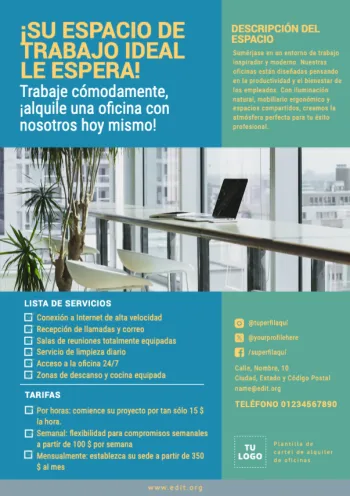 Edita un flyer de Alquiler de Oficina