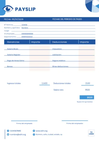 Edita un modelo de nómina para rellenar